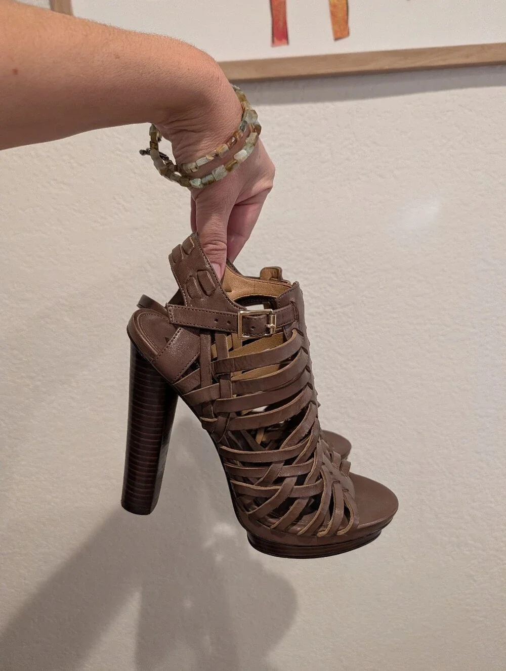 Ann Taylor Brown Strappy High Heel Sandals Sz6